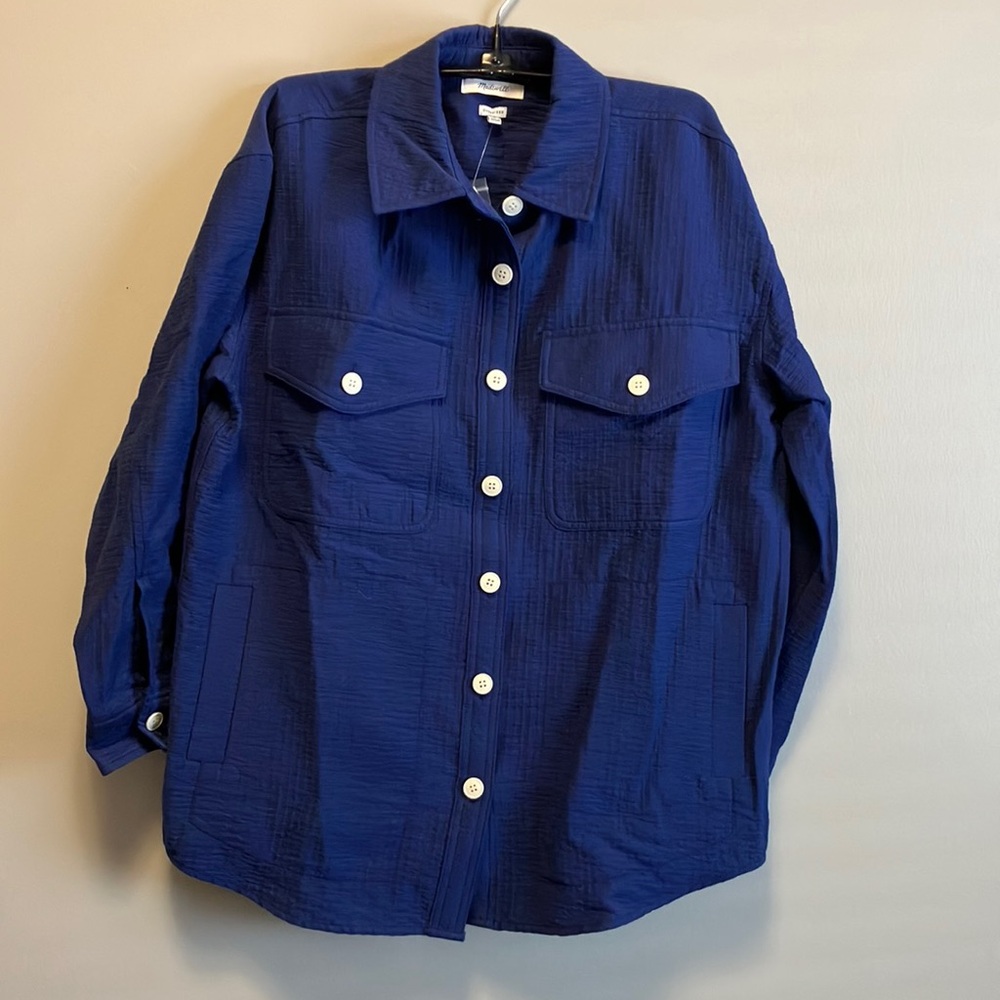 NWT Madewell Superoversized Shirt Jacket Passport Blue